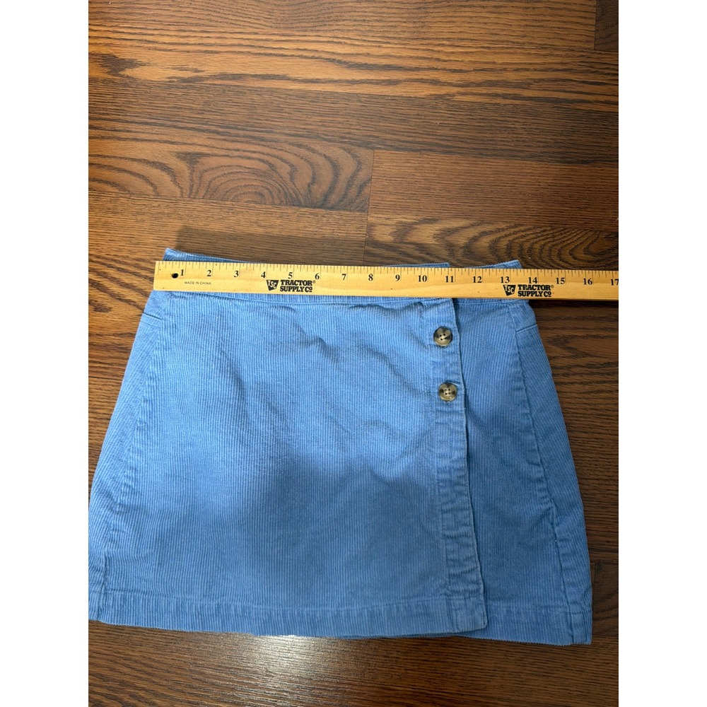 RSQ Blue Corduroy Mini Skirt Wrap Button Front Women Small Cotton A-Line - Picture 5 of 6